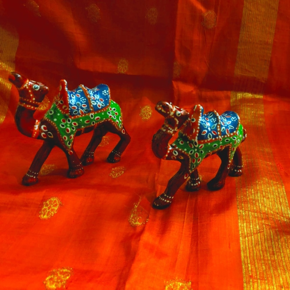 Indian Wooden Hand Painted Camel - set of 3